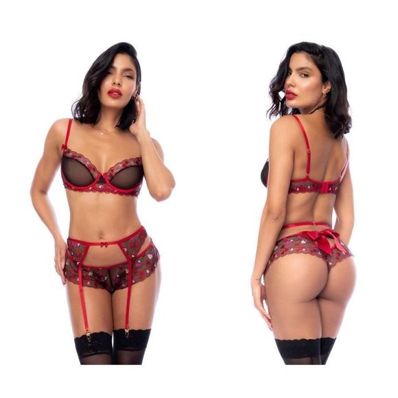 Mapale 8898 Three Piece Set Color Black-Red - Picture 1 of 10